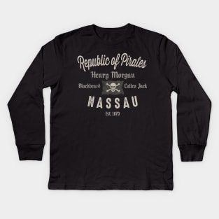 Republic Of Pirates Nassau Cool Vintage Kids Long Sleeve T-Shirt